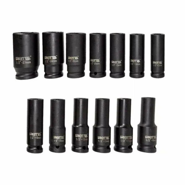 Jogo de Soquete Sextavado 1/2 10 a 27Mm 13 Peças Rotta