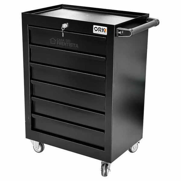 Carrinho de Ferramentas 6 Gavetas Fechado Preto Ork-041p