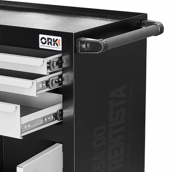 Carrinho de Ferramentas 3 Gavetas 2 Portas Preto Ork-070p