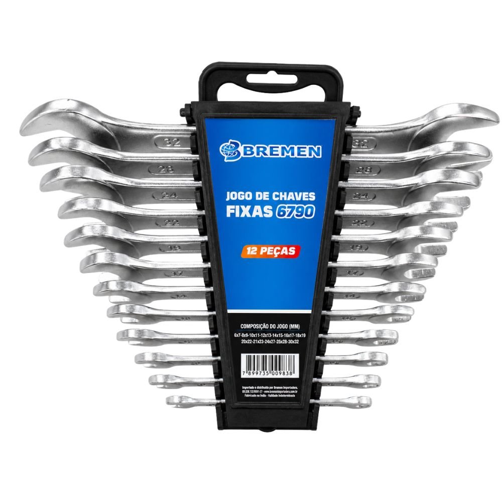 chama出品 Jogo de Chave Fixa 6 a 32mm 12 Peças Bremen 6790